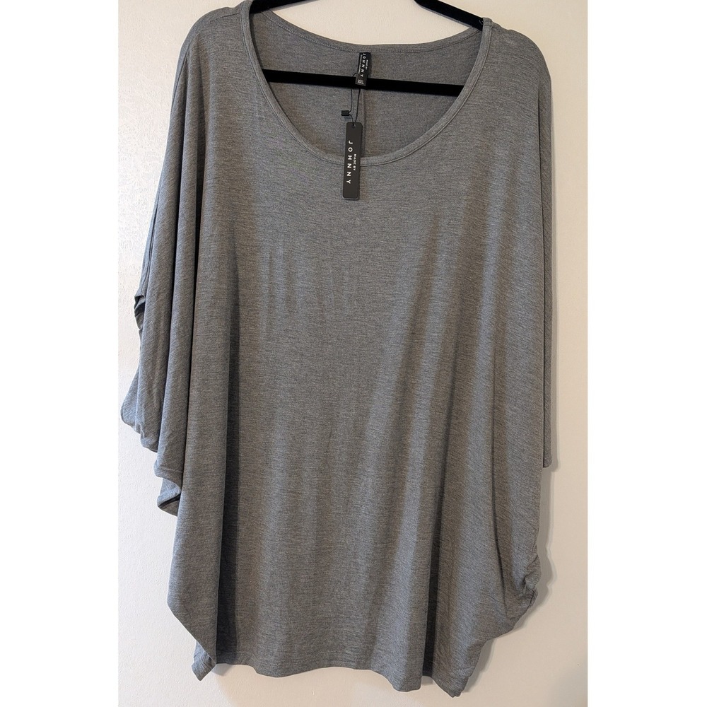 Made by Johnny Premium Womens XXL Gray Dolman Batwing Sleeve Tunic Top WT1073